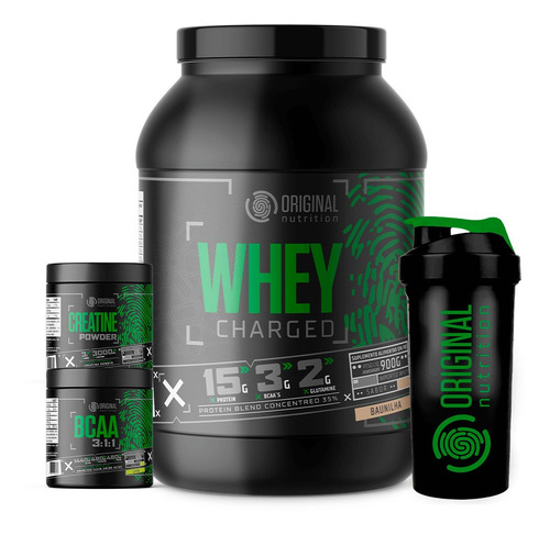 Kit Whey Protein Charged Original + Bcaa + Creatina + Shaker