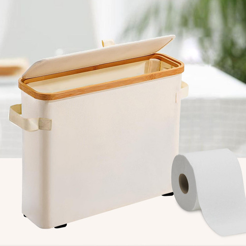 Portarrollos De Papel Higiénico De Bambú Con Tapa De