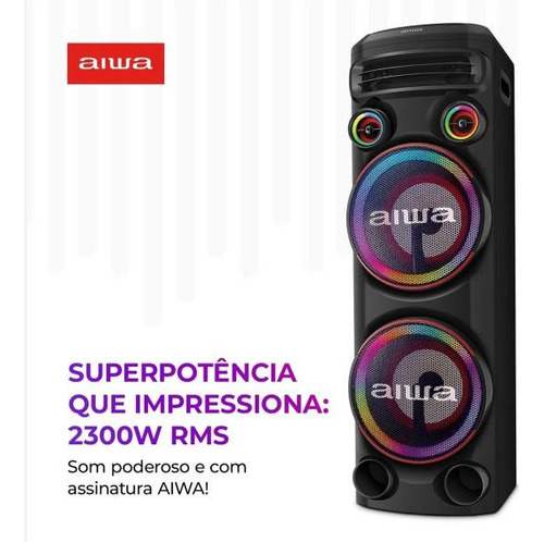 Torre De Som Aiwa T2w-02 2300w 2woofers10 Bluetooth Rgb Usb