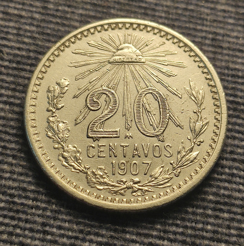 Moneda 20 Centavos 1907, Plata Ley .800