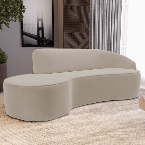 Sofá 5 Lugares Curvo Firenze Dir Veludo Champagne 300cm C-68