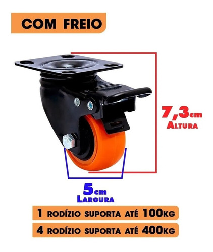 Conjunto De Rodas Para Armário 4 Peças