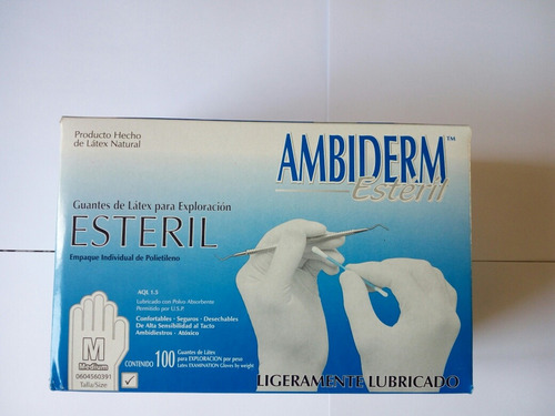 Guantes  Ambiderm De Látex Estéril Para Exploración T. Med