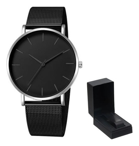 Relógio Minimalista Masculino Ultrafina Inox Caixa Presente