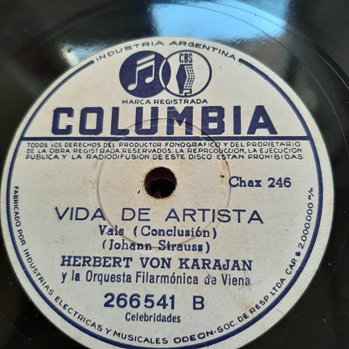 Pasta Herbert Von Karajan J Strauss Columbia Tc50