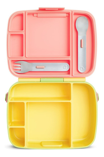 Bento Box Munchkin ® Verde / Rosa / Amarelo Com Talheres