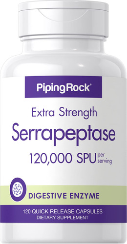Piping Rock Serrapeptase 120000 Spu | 120 Cpsulas | Enzima D