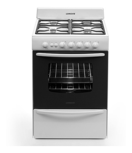 Imagen 2 de 3 de Cocina A Gas Longvie 13601bf 60cm Blanca Cajón Parrilla