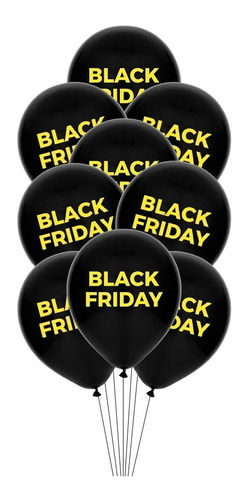 Balão Bexiga Black Friday Preto 100 Unidades 9 Polegadas