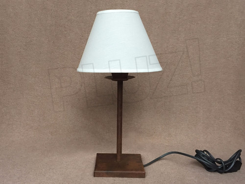 Imagen 4 de 6 de Lámpara Velador C/ Pantalla Tela Cono - Base Hierro Óxido
