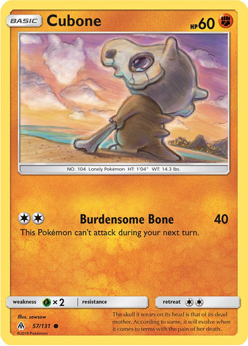 Cartas Pokemon Cubone 57/131 Reverse Forbidden Light Fli