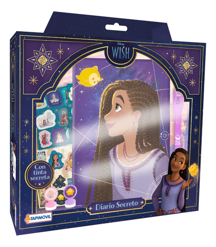 Diario Secreto Disney Wish Asha Set Arte C/candado Lapiz Mag