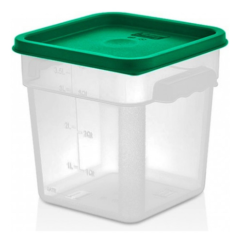 Recipiente Cuadrado Polipropileno 3.8 Lts Con Tapa Verde