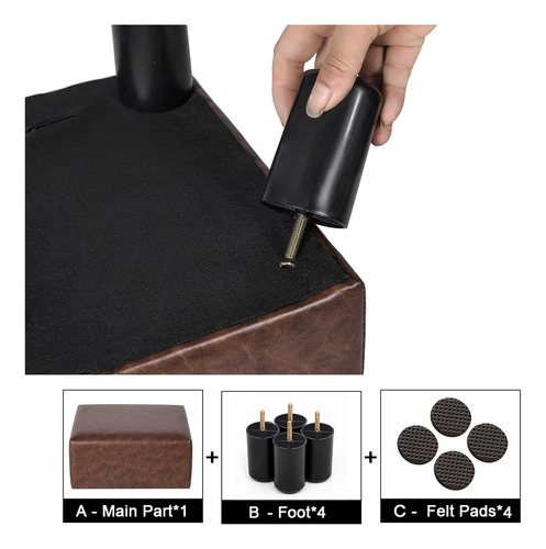 Joveco Small Foot Turkoman Otoman, Faux Leather Square-foot