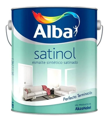 Satinol Esmalte Pintura Sintetico Satinado Negro 4 Lts Alba