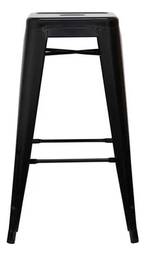 Taburete Tolix de hierro y acero con respaldo negro totalmente iluminado, color negro