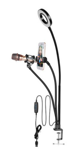 Imagen 1 de 10 de Aro Iluminador Led P/escritorio Soporte Micrófono Y Celular