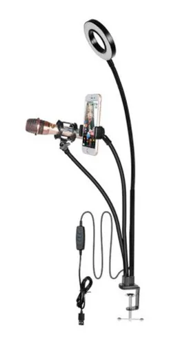 Aro Iluminador Led P escritorio Soporte Micr fono Y Celular