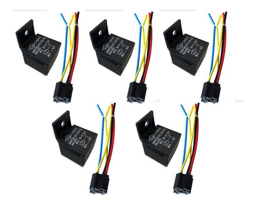 Kit 5 Rele + Zócalo Relay No Inversor 40a 5 Patas Auto