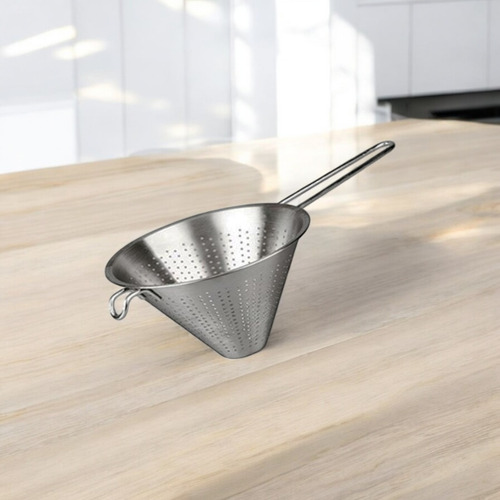 Colador Chino De Acero Inoxidable Gastronomico Cocina 25 Cm Color Plateado
