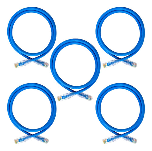 Patch Cord Cat6 - 2,5mts - Az - Sohoplus - Kit 5 Unidades