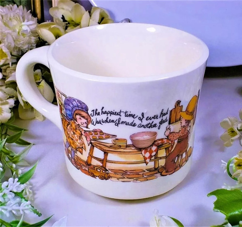 Taza Vintage De Loza Hermosamente Decorado 350 Ml Sin Uso