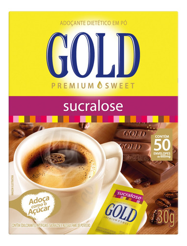 Adoçante em Pó Sucralose Gold Premium Sweet Caixa 30g 50 Unidades