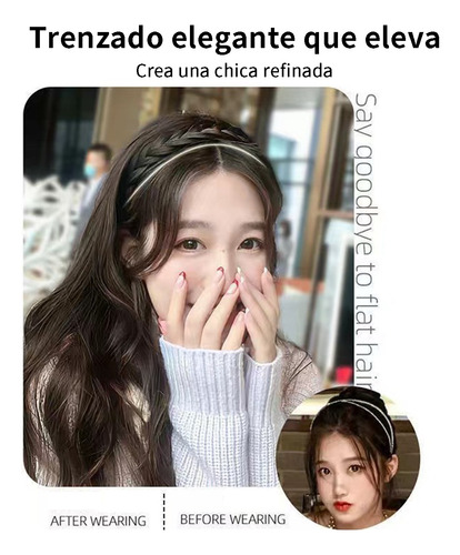 Diadema De Trenza Sintética Accesorio Cabello Moda Peinado Marrón Oscuro