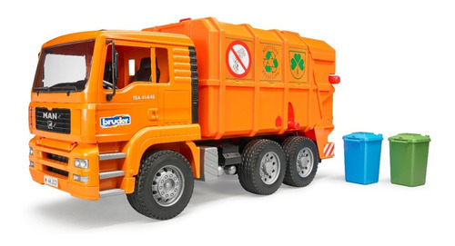 Bruder 2760 Man Tga Camión De Basura Naranja E 1: - Alemania Color Naranja Claro