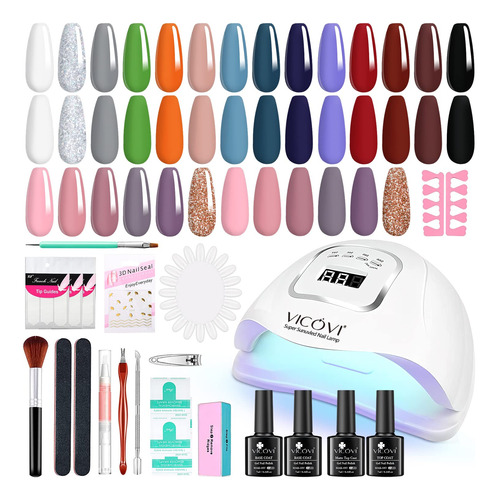 Vicovi Kit De Esmalte De Unas De Gel De 20 Colores Con Luz L