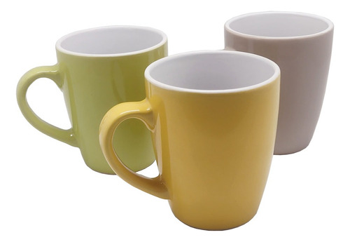 6 Tazas Lisa Grande Para Café Y Te Cerámica Colores 360ml Color Variado Liso