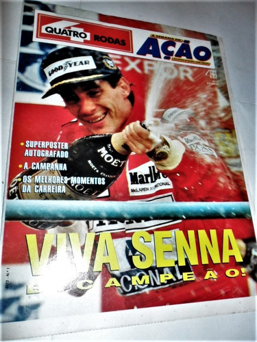 Revista-pôster - Quatro Rodas Ação: Viva Senna Bicampeão!