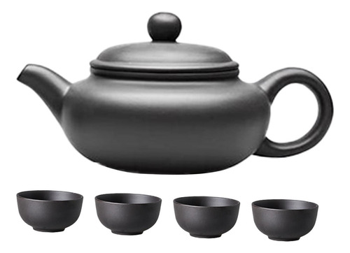 Tetera De Cerámica, Juego De Tetera, 4 Tazas 250 Ml Negro