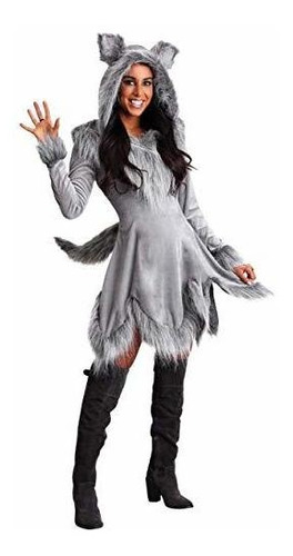 Disfraz Talla Small Para Mujer De Lobo Gris Halloween