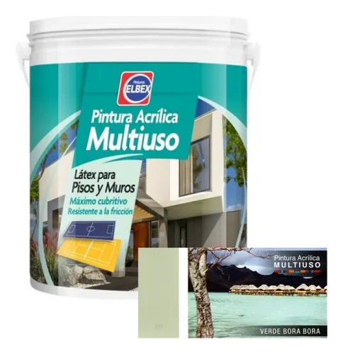 Pintura Pisos - Multiuso Elbex 1lt Verde Bora Bora Acabado Mate