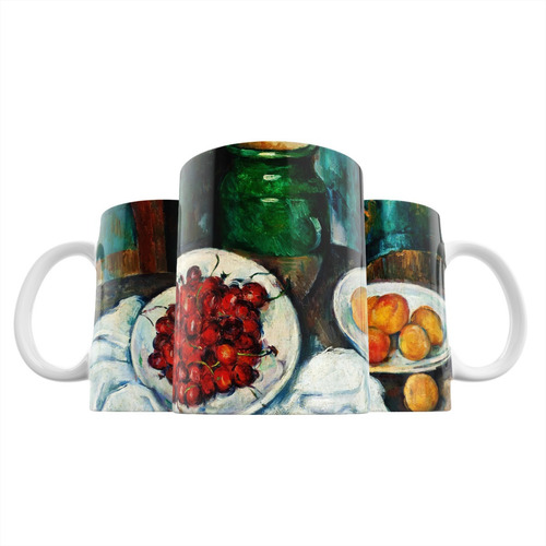 Taza Bodegón Con Cerezas Y Melocotones - Paul Cézanne