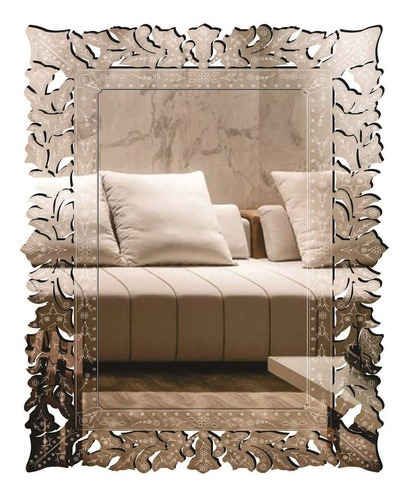 Quadro Espelho Veneziano Decorativo Sala 80x100 - 38.125 P Cor Espelhado Cor da armação Preto