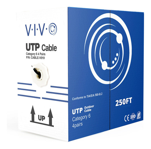 Cable Ethernet De Red Lan Vivo 250 Ft Cat-6 Impermeable De