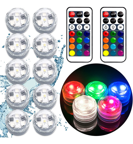 Luces Led Sumergibles Con Control Remoto, 10 Unidades, Velas