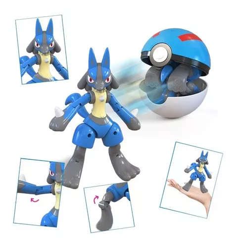 Brinquedo Pokemon Lucario Articulado Pokebola Tamanho Real