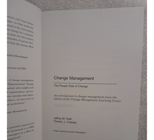 Change Management.the People Side Of Change,hiatt Tj.creasey (Usado)