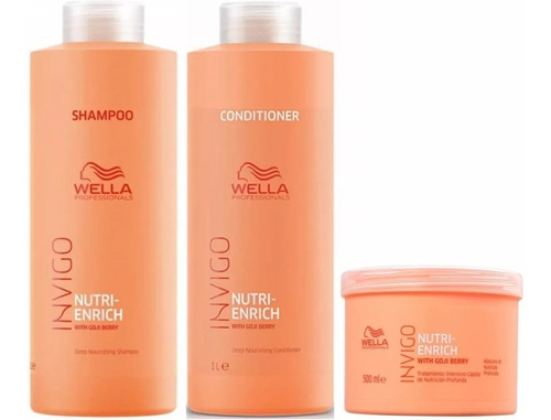 Shampoo 1000ml+ Condition 1000ml+ Mascara Wella Nutri Enrich