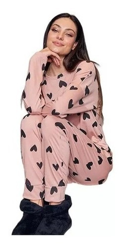 Imagen 2 de 7 de Pijama Mujer Invierno Corazones Jaia