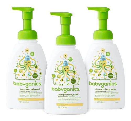 Champú Y Gel De Baño Bebé Babyganics, 16 Oz (pack 3)