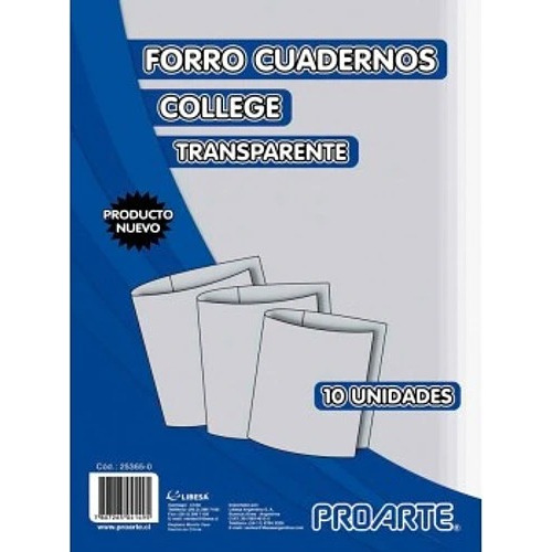 Forro Cuaderno College Transparente 10 Unidades Proarte