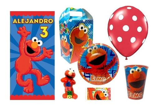 Elmo Plaza Sesamo Kit Fiestas 10 Niños Vasos Platos Dulceros