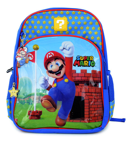 Mochila Escolar Infantil Luxcel Super Mario Azul - 9441