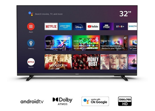 Imagen 2 de 3 de Led Philips 32 Hd 32phd6917 Android Smart Tv
