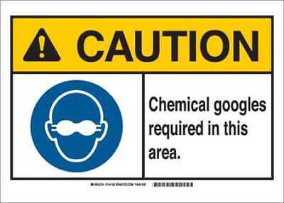 Brady 144180 Caution Sign,14 W,fiberglass,goggles Oab