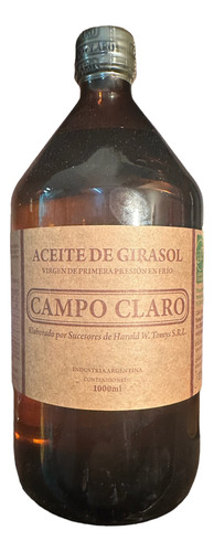 Aceite Girasol Campo Claro Organico Certificado 500ml - Dw